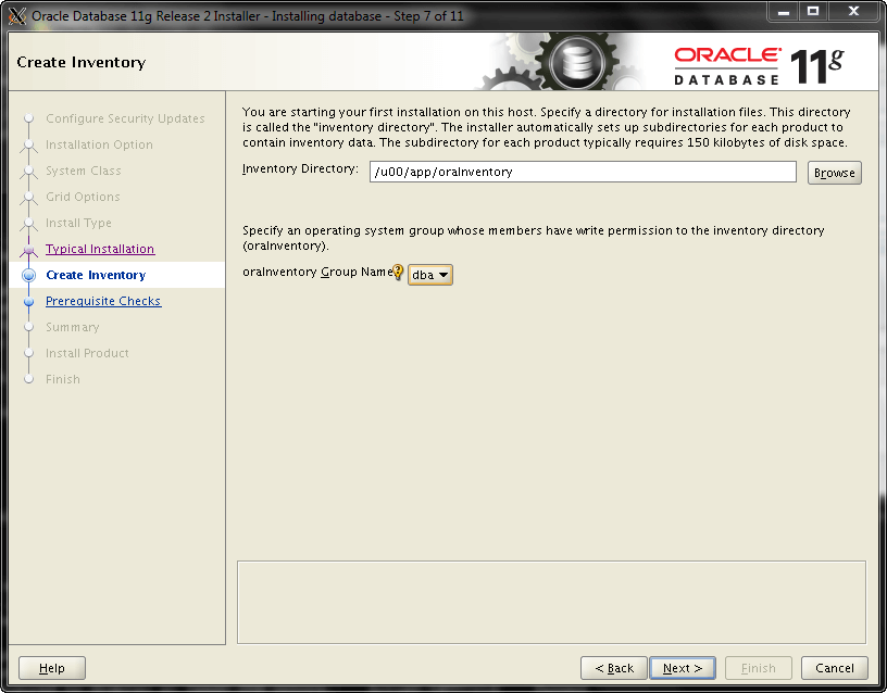Oracle Install Step 7