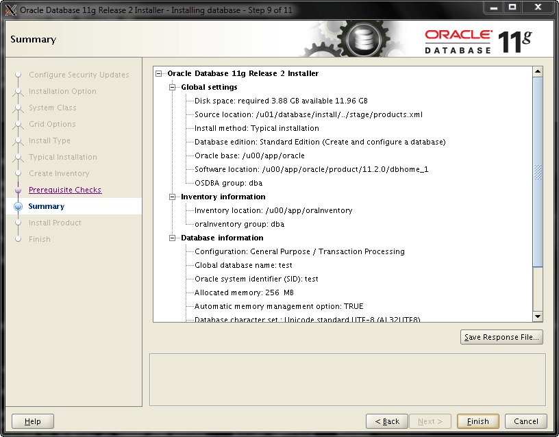 Oracle Install Step 9